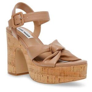 Steve Madden Cacy Platform Tan Leather Sandals Women's Size 9.5 New in Box